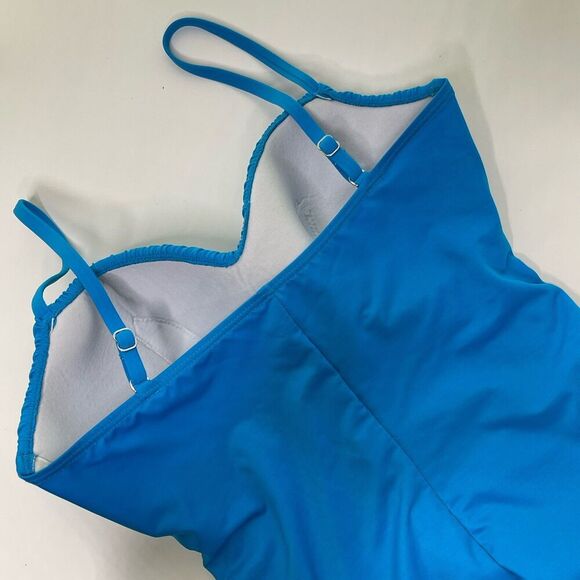 MIRACLESUIT Rialto Swimsuit Size 14 Slimming Shaper Ruched Blue Tummy Control - Picture 8 of 16